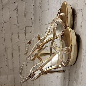 Gianni Bini Strappy Gold Stiletto Heels Size 9.5